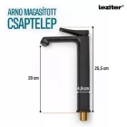 Leziter Arno magasított mosdó csaptelep, matt fekete