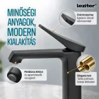 Leziter Arno magasított mosdó csaptelep, matt fekete