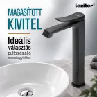 Leziter Arno magasított mosdó csaptelep, matt fekete