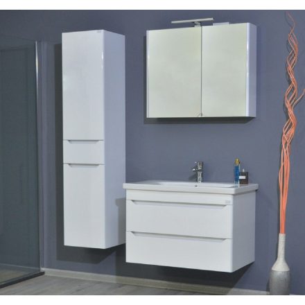 Sharp 100 cm komplett fürdőszoba bútor LED világítással, fehér, fali