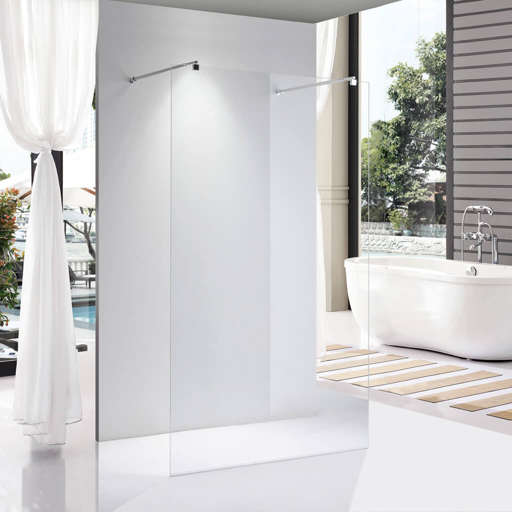 Stuxi Milano Light Walk-in zuhanyfal 140x200 cm króm, két távtartóval, mindkét oldalról megközelíthető