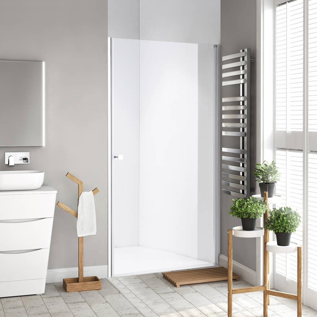 Stuxi Bari 70 cm nyílóajtós zuhanyajtó króm profillal, 6 mm vízlepergető biztonsági üveggel, pivot rendszerrel