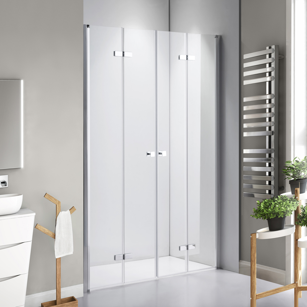 Stuxi Verona Big 240 cm kétszárnyú csukló zuhanyajtó króm, zárt állapotban
