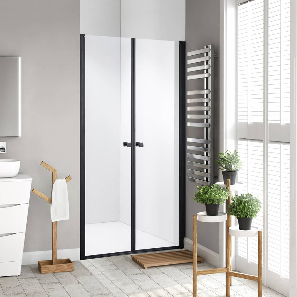 Stuxi Roma Black matt fekete 90 cm zuhanyajtó
