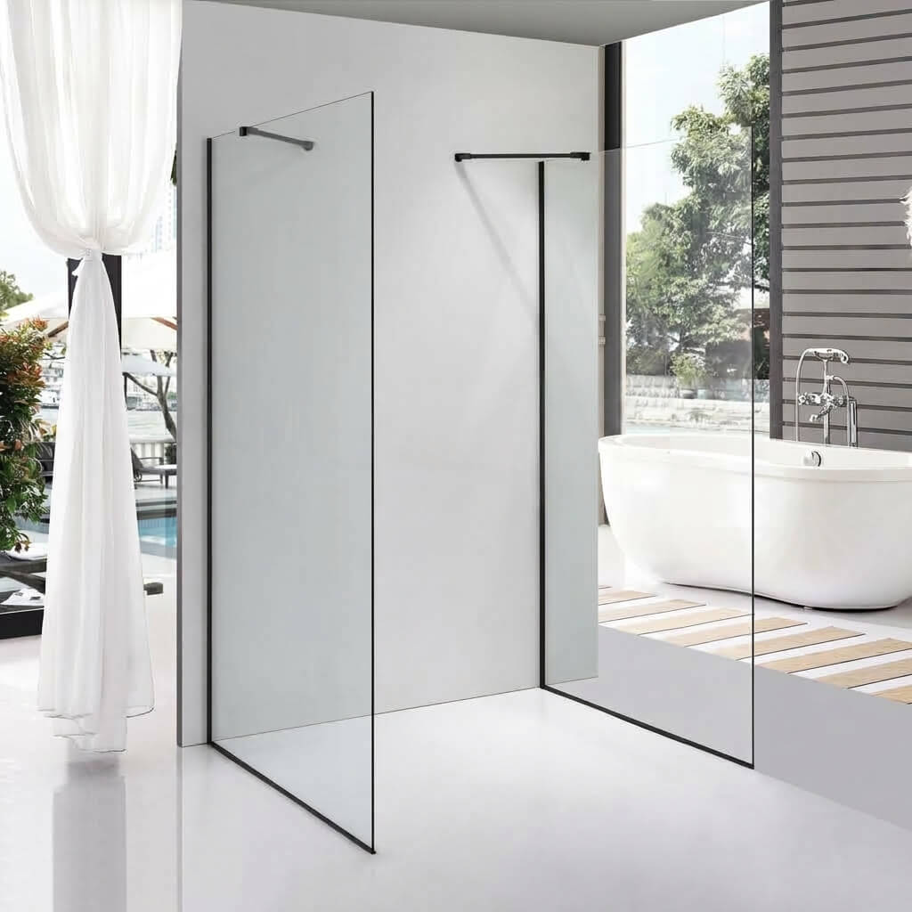 Stuxi Milano Gate Black matt fekete falsíkra szerelhető két oldalfalas walk-in zuhanyfal 70x70 cm