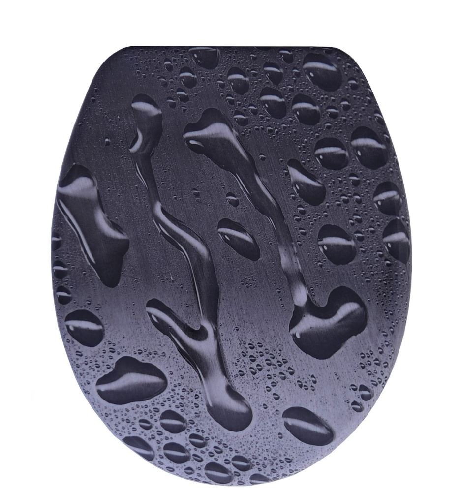 Lecsapódásgátlós duroplast WC ülőke esőcseppes mintás, rozsdamentes fémzsanérral