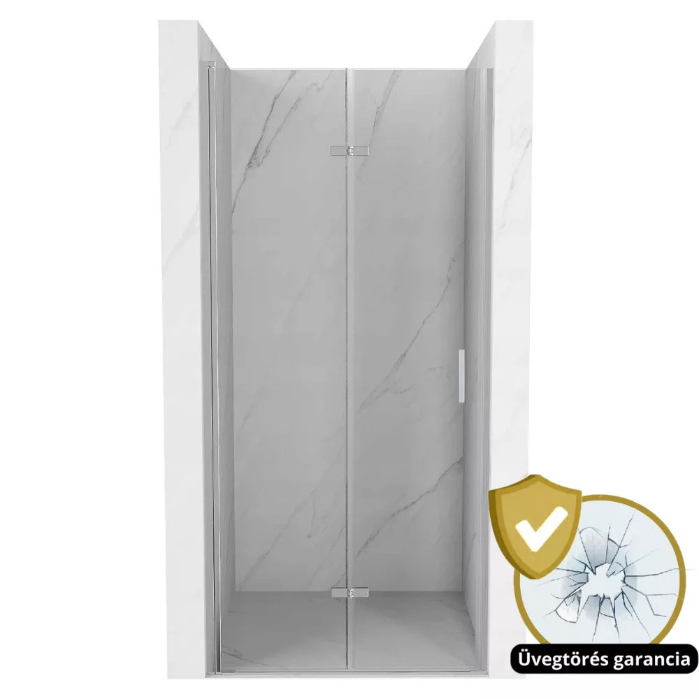 Porto 80 cm széles összecsukható zuhanyajtó 6 mm vastag vízlepergető biztonsági üveggel, 195 cm magas