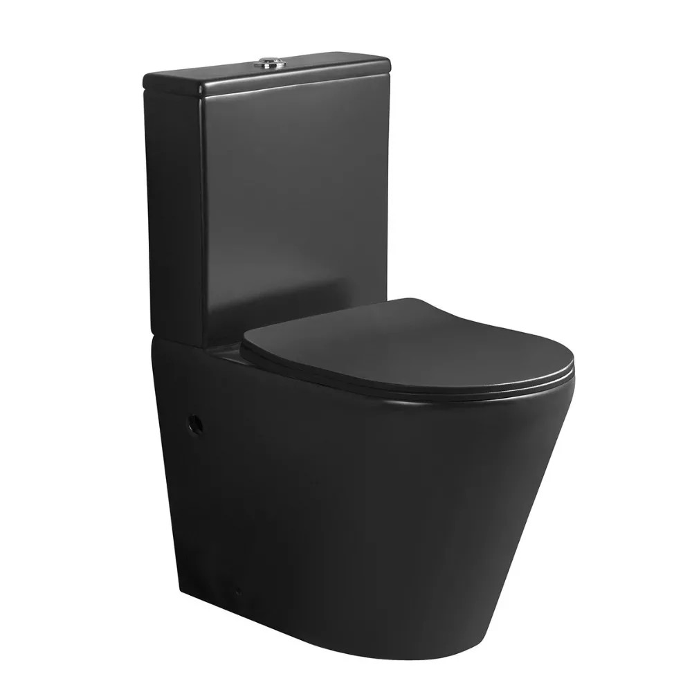 Lisa Black perem nélküli mély öblítésű íves monoblokkos WC alsó/hátsó kifolyású, tartállyal, tető nélkül